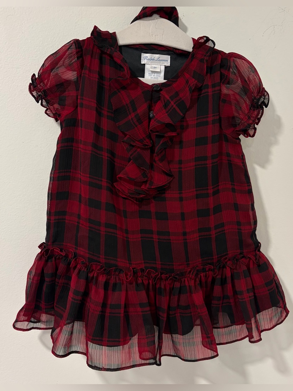 Ralph Lauren navy label preppy Holidays Christmas party dress lined plaid 6m